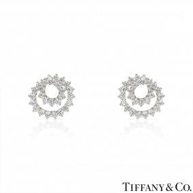 Tiffany & Co. Platinum Diamond Swirl Earrings